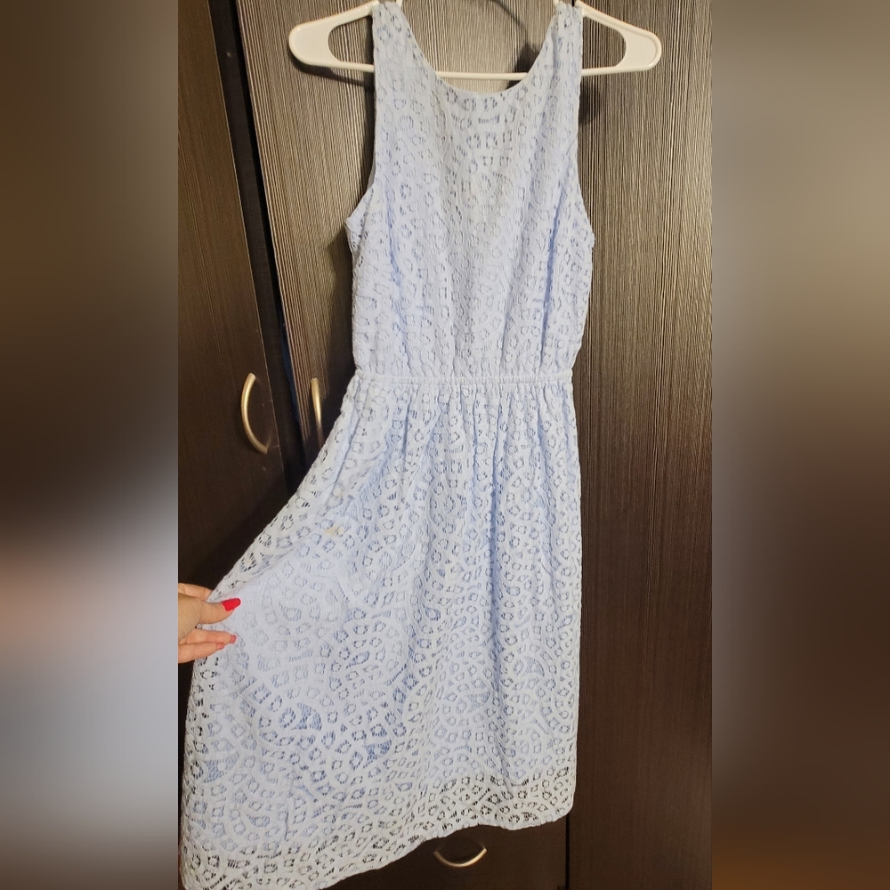ALYA BABY BLUE LACE DRESS SMALL OPEN BACK